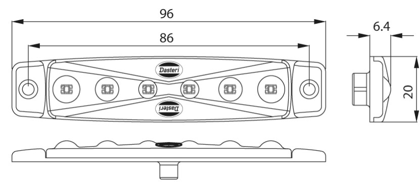 Dasteri marker light 6-LED 24V - Amber