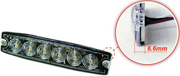 6-LED Ultra Thin Strobe red 12V/24V