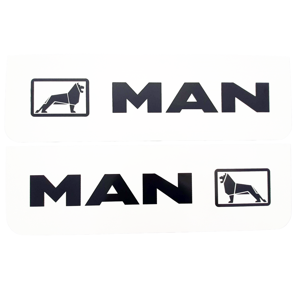 Front Mudflap Set for MAN | White with Black Print | 60x18cm