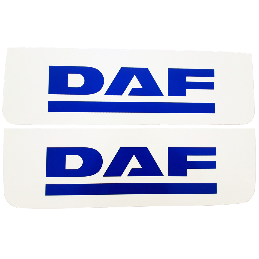 Front Mudflap Set for DAF | White with Blue Print | 60x18cm