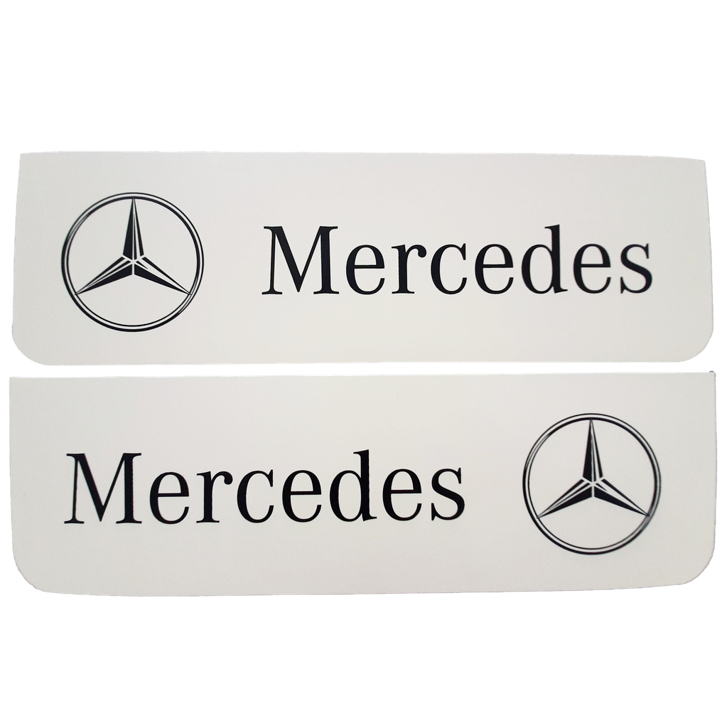 Spatlap Set voor Mercedes | Wit met Zwarte Opdruk | 60x18cm