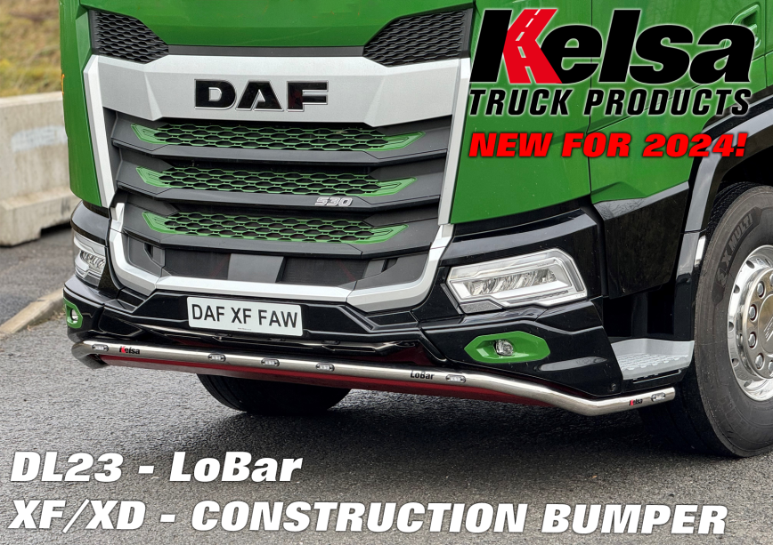 Aluminium LoBar voor DAF NGD XF & XD met Bouwbumper | 5 Witte + 2 Oranje LEDs