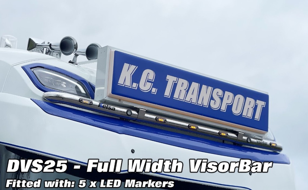 Stainless Steel VisorBar for NGD DAF XF, XD & XG | 5 Amber LEDs