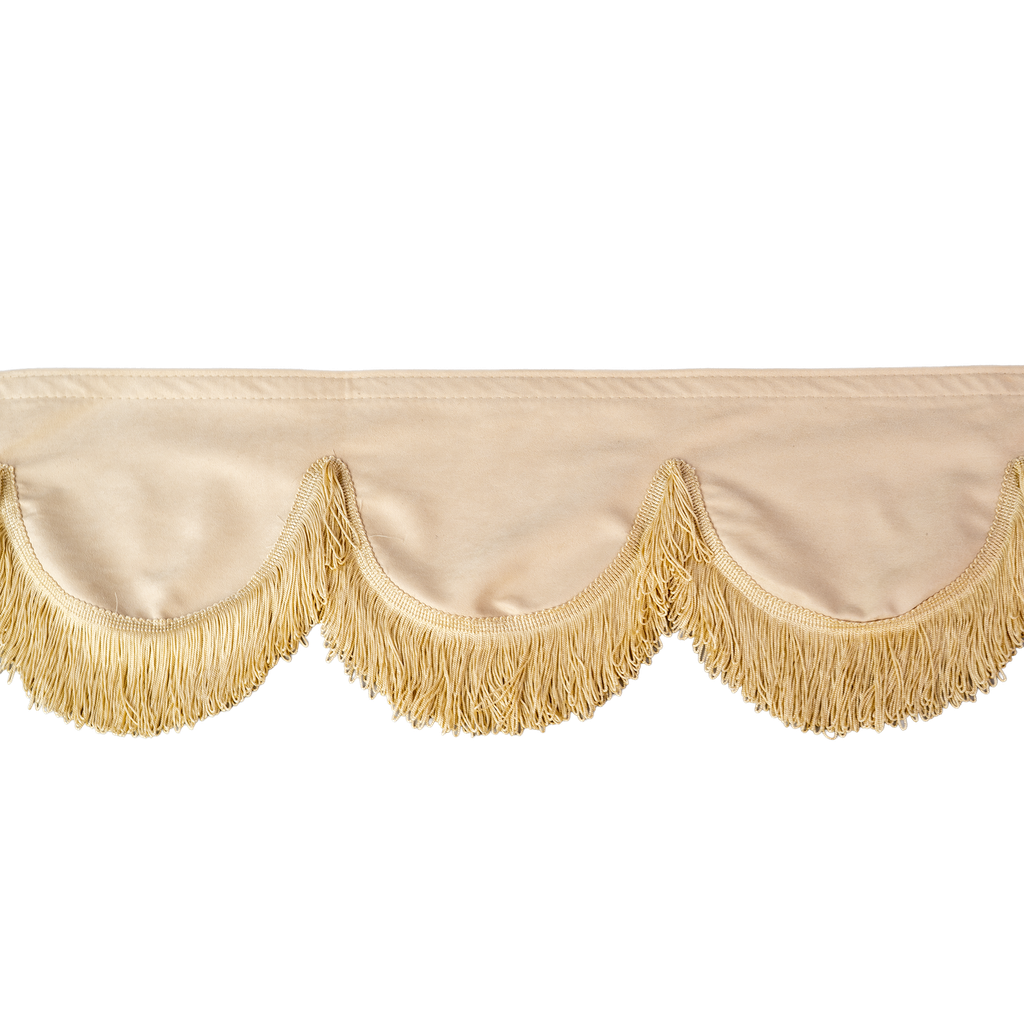 Nedking Front Curtain | Beige Alcantara / Suède Look | Beige Fringes