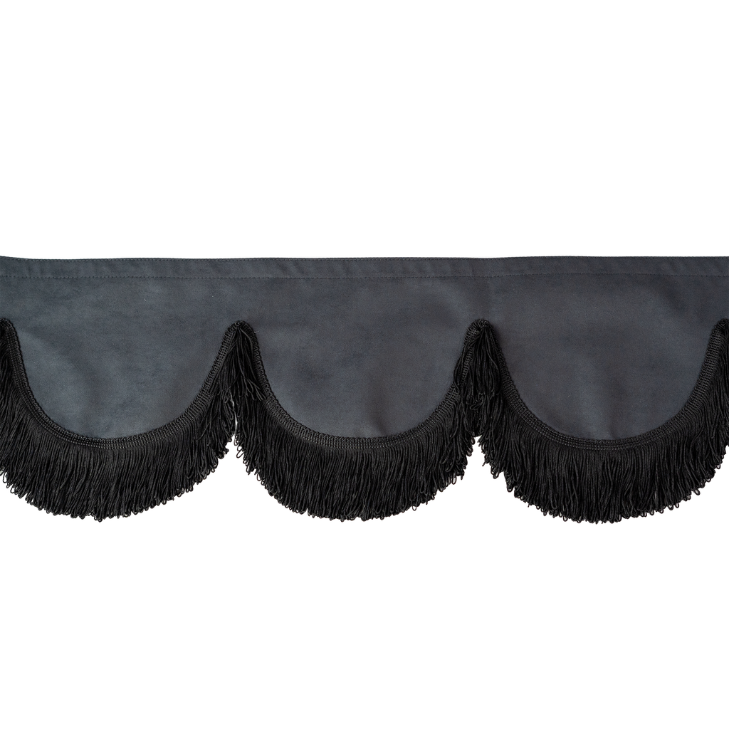 Nedking Front Curtain | Black Alcantara / Suède Look | Black Fringes