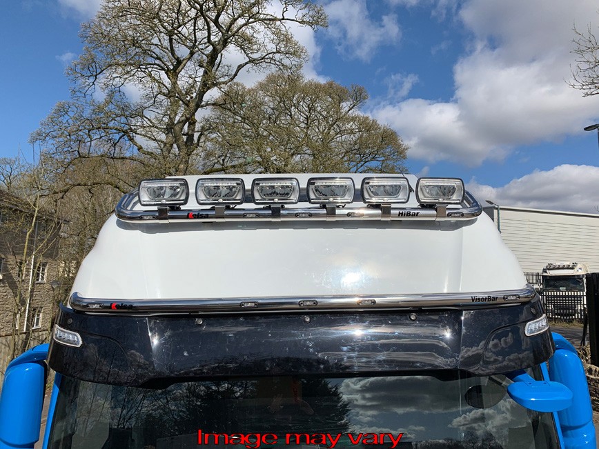 Stainless Steel VisorBar for Iveco S-Way AS | Wide Model with 5 Amber LEDs