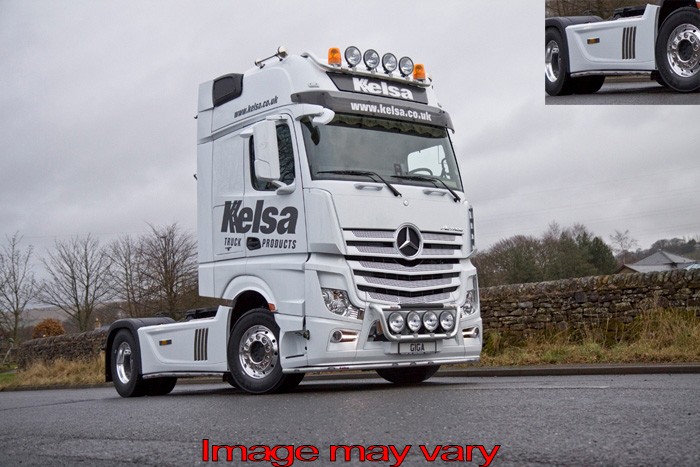 Aluminium SideBars voor Mercedes Actros MP4 & MP5 | Wielbasis 4050mm | 5 Oranje LEDs