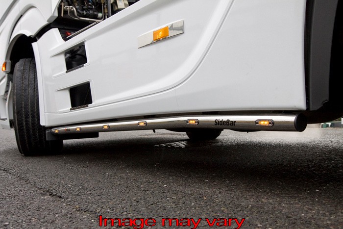 RVS SideBars voor Mercedes Actros MP4 & MP5 | Wielbasis 3850mm | 5 Oranje LEDs