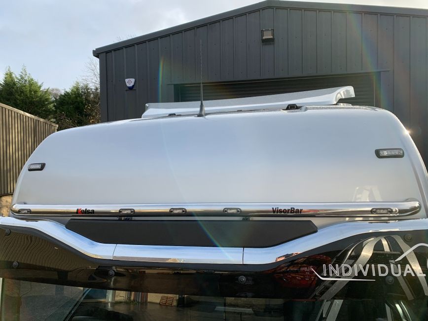 Stainless Steel VisorBar for MAN TGX GX with "Individual" Sunvisor | 5 White LEDs