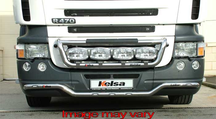 Stainless Steel LoBar for Scania R1 with Low Bumper | 5 Amber LEDs