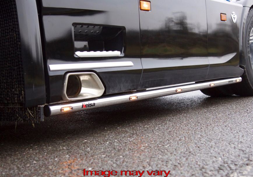 RVS SideBars voor Scania R&S NextGen | Wielbasis 3750mm | 5 Oranje LEDs | tot 2018