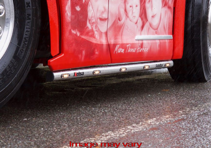 Stainless Steel SideBars for Scania R&S NextGen 6x2 Midlift | Wheelbase 4050mm & 4150mm | Amber LEDs | up to 2018