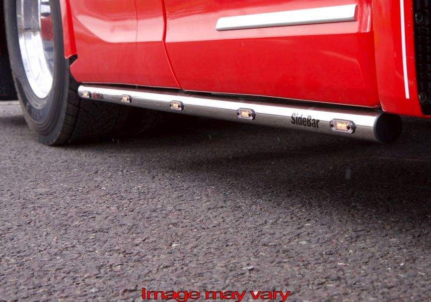 Stainless Steel SideBars for Scania R&S NextGen 6x2 with Tag Axle | Wheelbase 2950mm | Amber LEDs | up to 2018