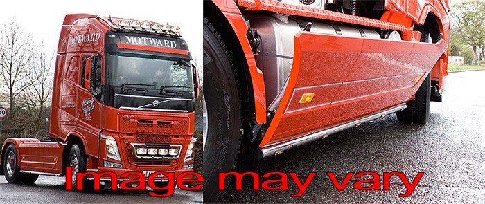Aluminium SideBars voor Volvo FH4 | Wielbasis 3800mm | 5 Oranje LEDs | Openklapbare Sideskirts