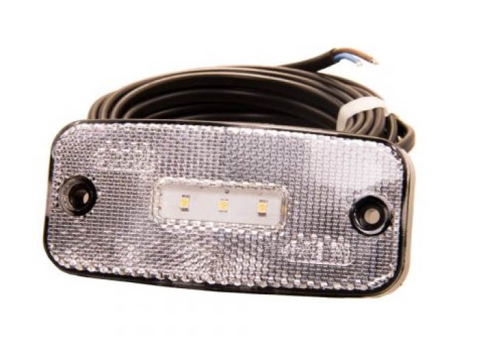 LED Side Marker Light 12-24V + 5m Cable - White