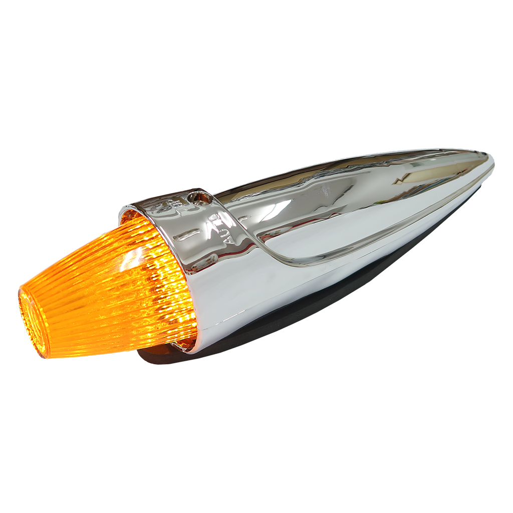 Torpedo LED Toplamp Chroom - Oranje met Oranje Lens