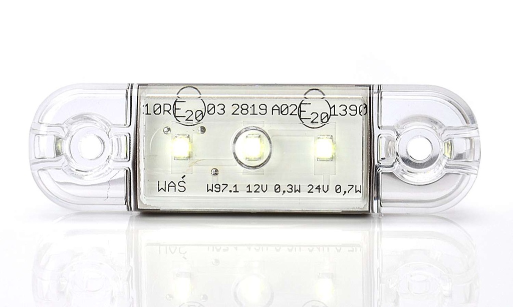 WAS 3-LED Ultradun Positielicht 9-36V - Wit met 5 Meter Kabel