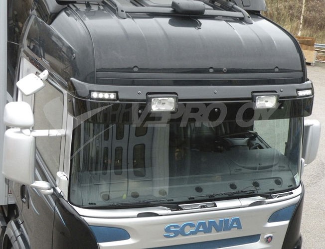 Plexi voor XL ZONNEKLEP Scania 4 / R (-2013) NORMAL/HIGHLINE met Lampgaten voor 2 markeerlichten & 2 Verstralers