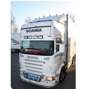 Plexi voor XL-Zonneklep Scania 4 & R-Serie tot 2013 Topline met Lampgaten voor 2 Markeerlichten & 4 Verstralers