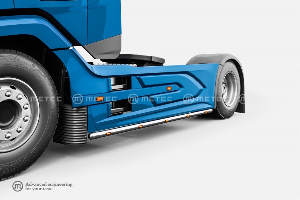 RVS Sidebars voor DAF NGD XF | Wielbasis 3800mm | 5 Oranje LEDs