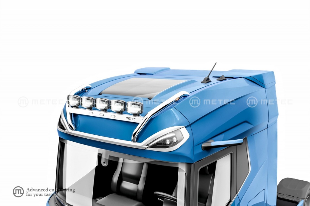 RVS Dakbeugel "CROSSBAR" voor DAF NGD XG+ | 3 Witte + 2 Oranje LEDs