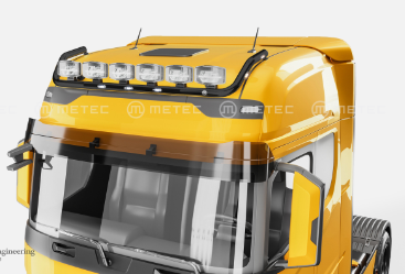 Stainless Steel Roof Light Bar "TOP" for Ford F-Max | 3 White + 4 Amber LEDs | Black