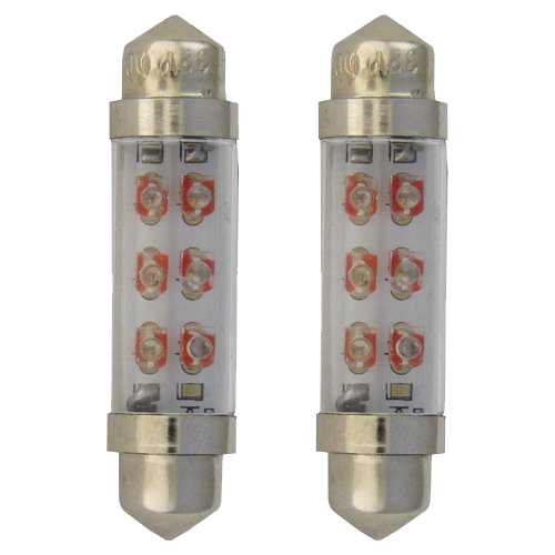 SV8.5 Buislampen Lang | 6 LEDs Rood | Set van 2 stuks
