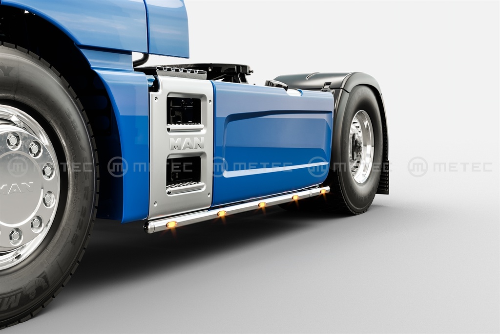 Metec Sidebars for MAN TGX Euro 6 | Wheelbase 3600mm | 5 Amber LEDs