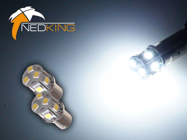 BA15s Lampen met 9 SMD LEDs Xenon Wit | Set van 2 stuks