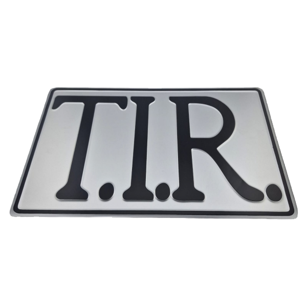 T.I.R. Bord 40x25cm - Zilver met zwarte opdruk
