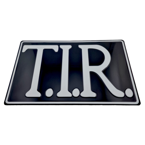 T.I.R. Bord 40x25cm - Zwart met witte opdruk