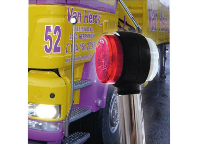 RVS Bumperpeilers met Rood/Wit LED Toplicht