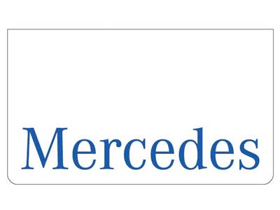 Spatlap voor Mercedes | Wit met Blauwe Opdruk | 60X35cm