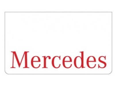 Spatlap voor Mercedes | Wit met Rode Opdruk | 60x35cm