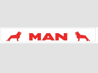 Mudflap Rear Bumper for MAN | White with Red Print | 238x35cm