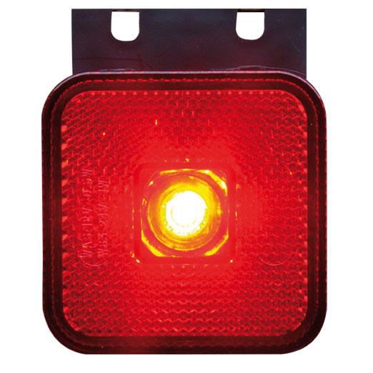 LED Positielicht Vierkant 12-24V met Montagebeugel | Rood