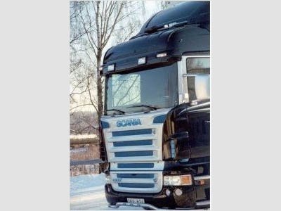 Plexi voor Zonneklep Scania 4 & R-Serie tot 2013 Topline met Lampgaten voor 2 Markeerlichten & 2 Verstralers