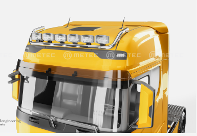 Stainless Steel Roof Light Bar "TOP" for Ford F-Max High Roof | 3 White + 4 Amber LEDs