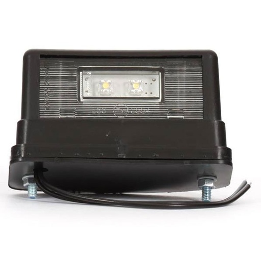 [5800031-S2] 2-LED License Plate Light | Black with 2m Cable 12/24V